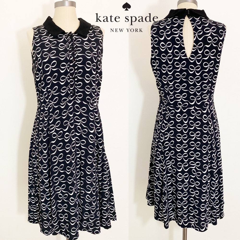 Kate Spade Bow Print Sleeveless Novelty Dress 10